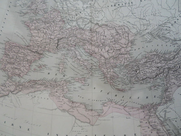 Roman Empire Ancient World 1861 Tardieu large hand color historical map