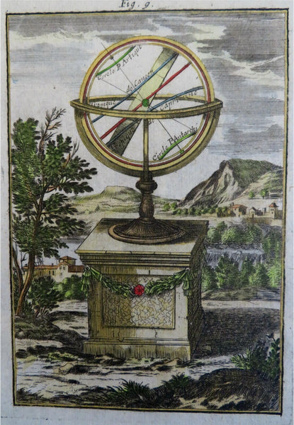Armillary Sphere Astronomy Orbits Landscape View 1719 Mallet print