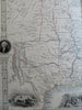 Texas curious Antebellum United States Buffalo Hunt 1851 Tallis decorative map