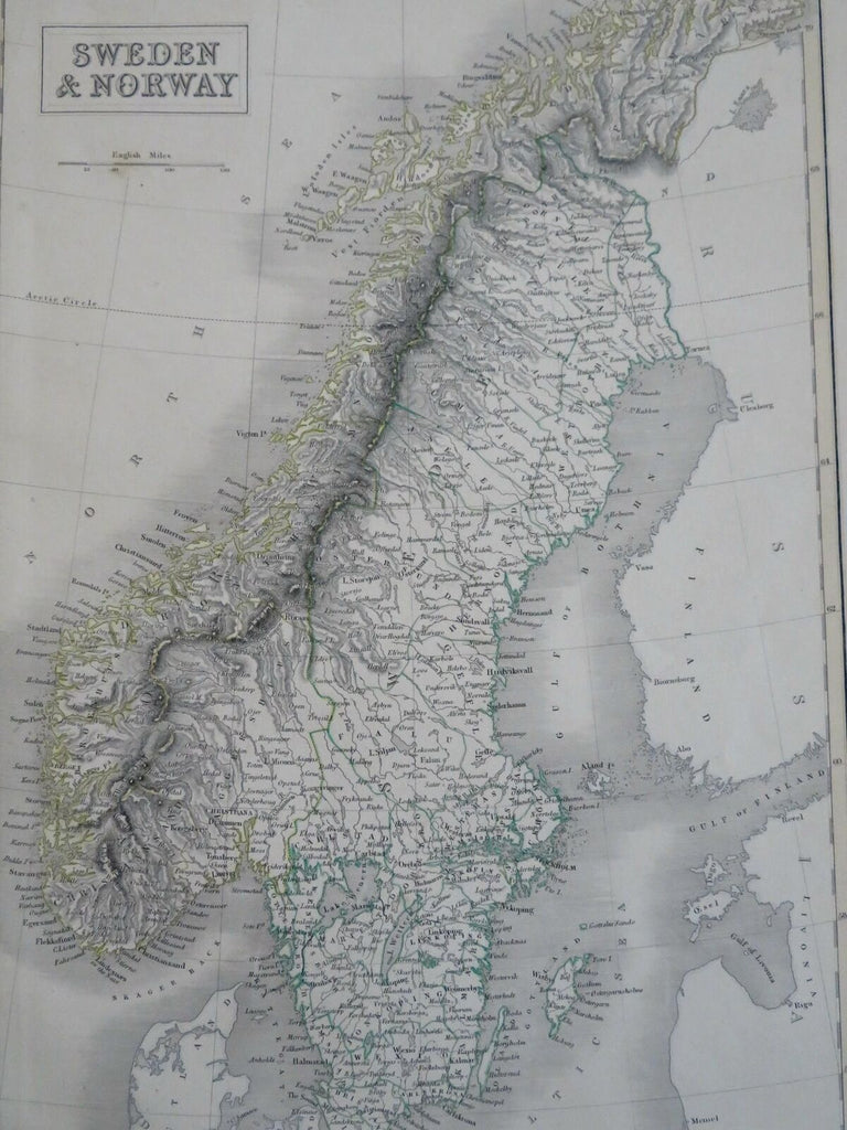 Sweden & Norway Scandinavia Stockholm Oslo Trondheim 1844 Hall & Black map