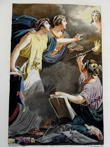 Allegorical Frontispiece Muses Artist Painting Portrait 1802 lovely print