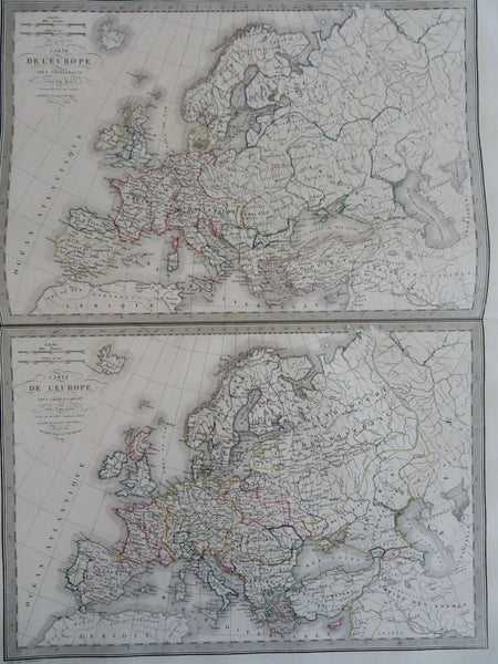 Charlemagne & Charles V Holy Roman Empire 1831 Lapie large folio historical map