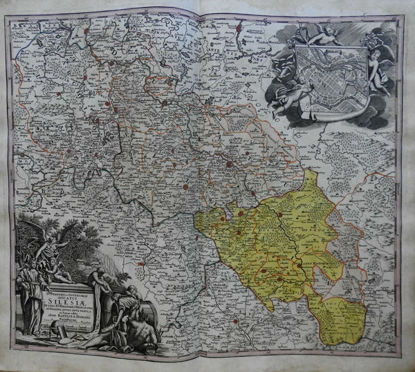 Upper & Lower Silesia Holy Roman Empire c. 1750 Homann decorative folio map
