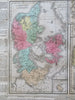 Denmark Sweden Norway Iceland Scandinavia 1821 Carey hand color historical map