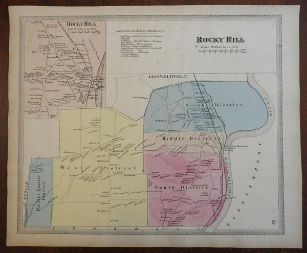 Rocky Hill Connecticut Griswoldville 1869 Baker & Tilden detailed city plan