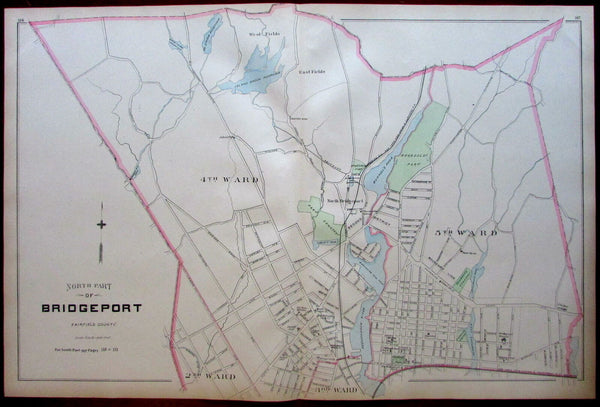 Bridgeport north Pequonnock Fairfield County city plan 1893 Connecticut Hurd map
