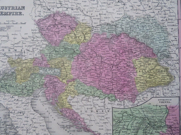 Austria-Hungary Bohemia Vienna Austrian Empire c.1850 Cowperthwait Mitchell map