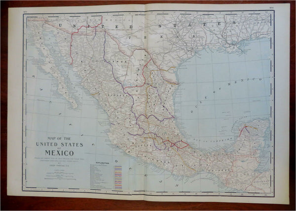 Mexico & Central America Mexico City Vera Cruz c. 1880's-90 Cram large map