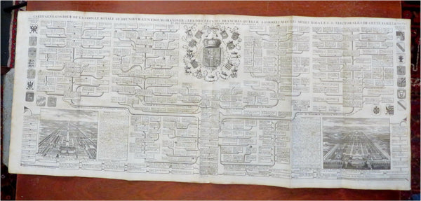 Germany U.K. House of Hanover Genealogical Chart Cadet 1720 large engraved print