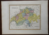 Switzerland Geneva Zurich Basel Berne 1823 scarce Ellis map