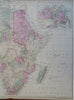 Africa Continent 1881 Mitchell large hand color map