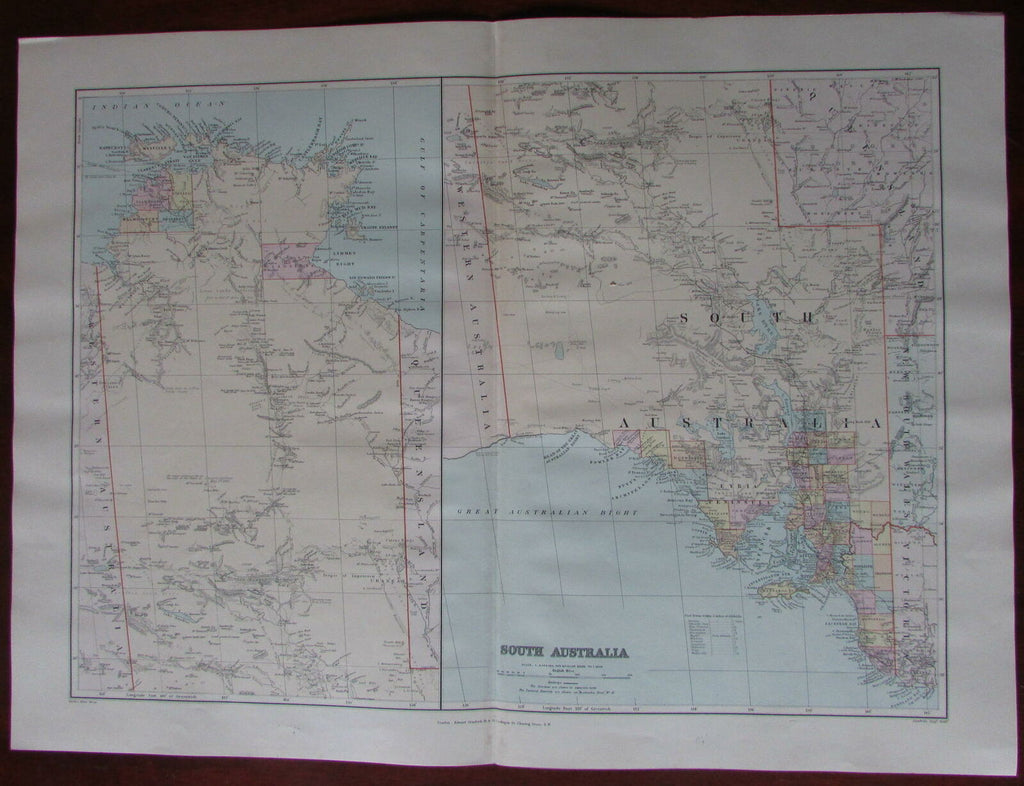 North and South Australia c.1896 Stanford huge rare detailed map