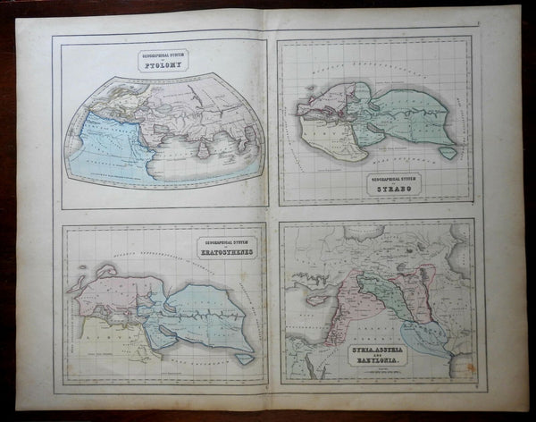 Ancient Geographers Ptolemy Strabo Eratosthenes 1855 Philip Historical map