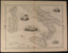 Southern Italy Sicily Sardinia Gulf Taranto c.1858 antique engraved color map