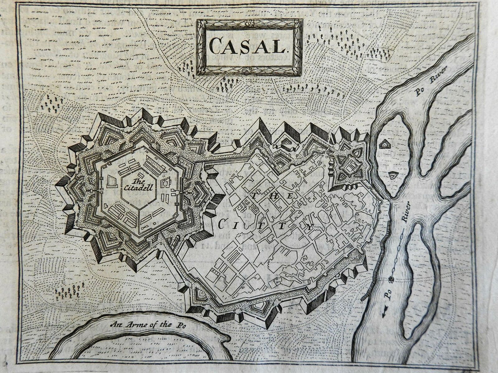 Casal Italy city Holy Roman Empire detailed plan 1700's engraved city plan