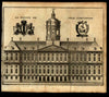 Amsterdam Town Hall front & back views Netherlands 1711 engraved 2 prints lot