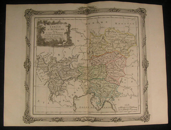 Austria Tyrol Carniola Carinthia Styria 1766 antique decorative hand color map