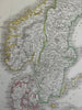 Scandinavia Sweden Norway Denmark Finland Baltic Sea c. 1841 engraved map