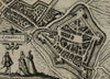 Landreci France 1612 Blaeu Guicciardini miniature city view w/ figures