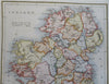 Ireland Dublin Kilarney Galway Cork Belfast c. 1840 Hughes engraved map