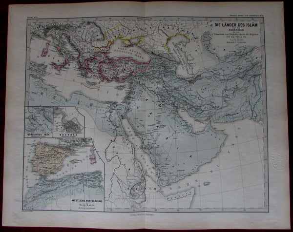 Lands of Islan historical 750-945 Arabia Mesopotamia 1880 Menke Spruner map
