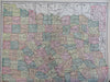 Texas State Map 1888 Cram large 2 sheet detailed color near wall size map