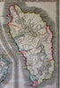 Caribbean Colonial Possessions Martinique Dominica 1851 huge Philip antique map