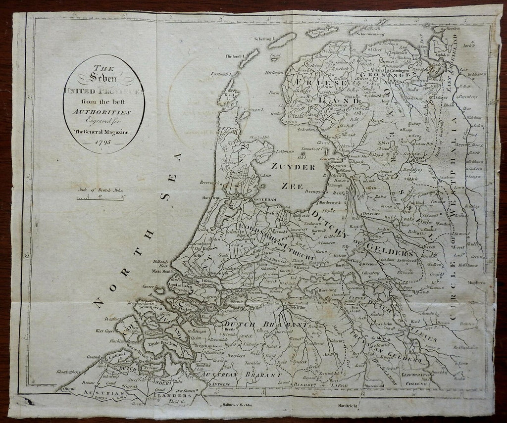 Seven United Provinces Netherlands Holland Brabany Gelders 1795 Montrose map