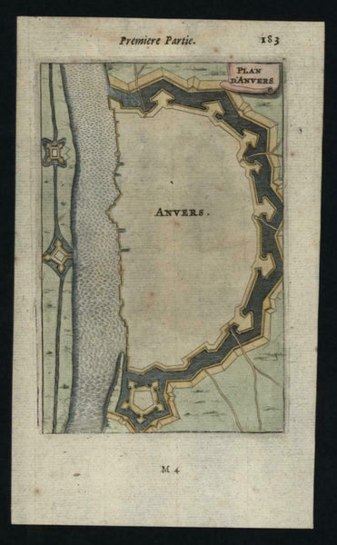 Antwerp Anvers 1672 Mallet city plan fortifications miniature map lovely example