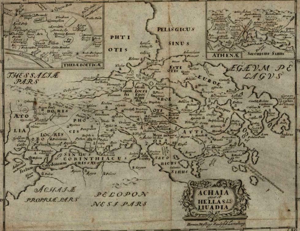 Achaia Greece Hellas Corinthia Athens 1694 Mosting scarce engraved map