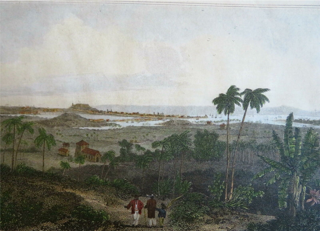 Havana Cuba Jesu del Monte City & Harbor View 1812 Cooke engraved print