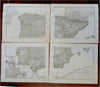 Spain & Portugal Iberia Madrid Lisbon 1855 Stulpnagel detailed 4 sheet map