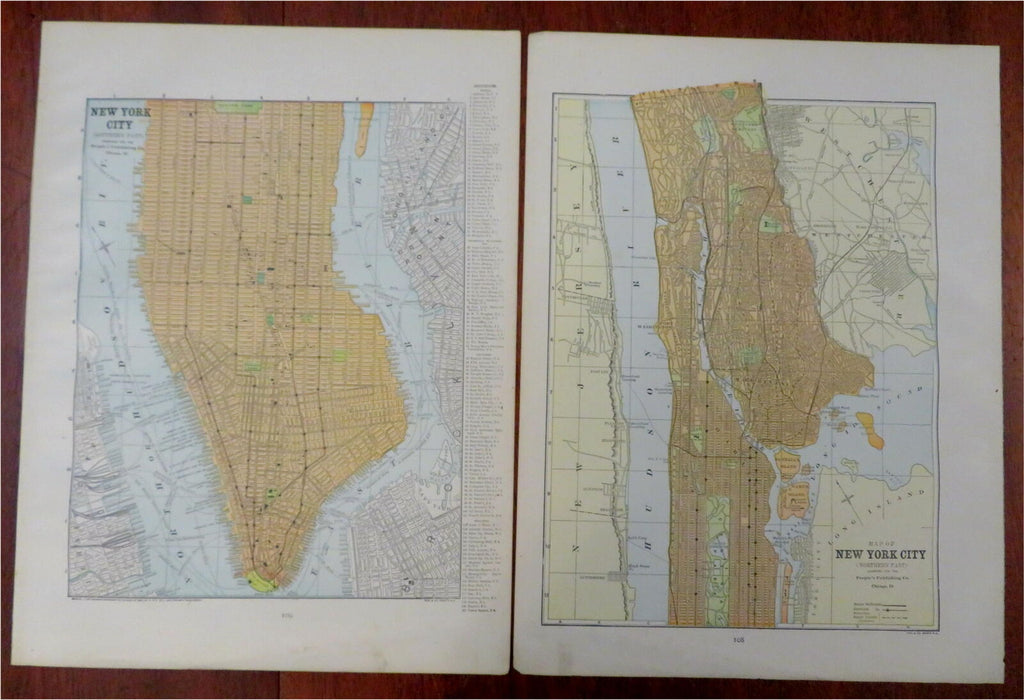 New York City Manhattan Central Park 1886-92 two sheet detailed city plan