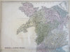 North & South Wales Cardiff Harlech Caernarvon Denbigh 1853 Bartholomew map