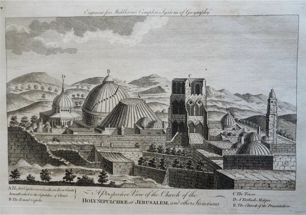 Church of the Holy Sepulcher Jerusalem Israel Palestine c. 1780 engraved view