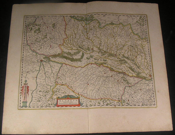 Alsace Northern France South Germany Sundgau 1644 Jansson fine antique color map