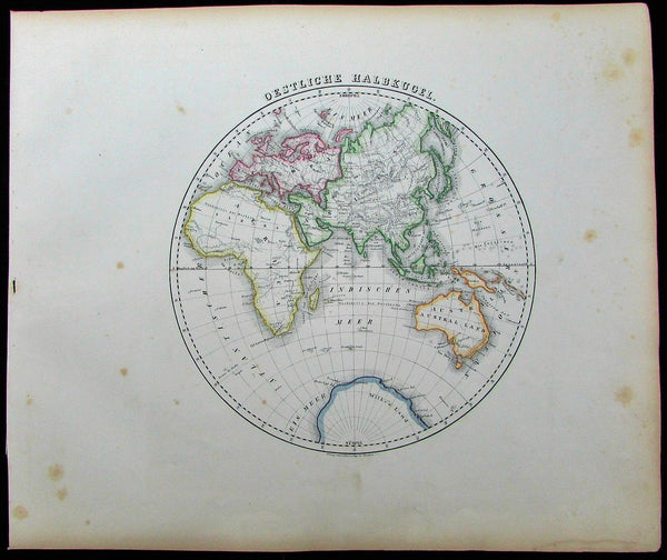 Eastern Hemisphere Asia Europe Africa 1852 Flemming old antique World map
