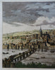 Newcastle Upon Tyne English City Panoramic View c. 1780 engraved print