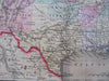 United States coast to coast 1888 Bradley-Mitchell large scarce nice color map