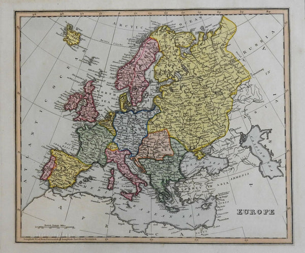 Europe France Germany Ottoman Empire Russia Italy Iceland 1823 scarce Ellis map