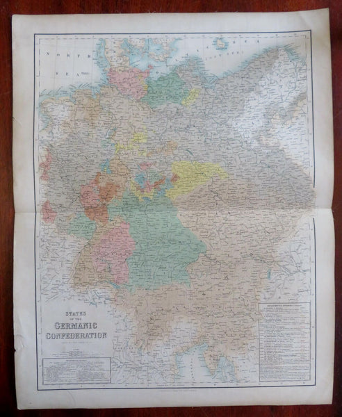 German Confederation Austria Prussia Bavaria Saxony c. 1855-60 Fullarton map