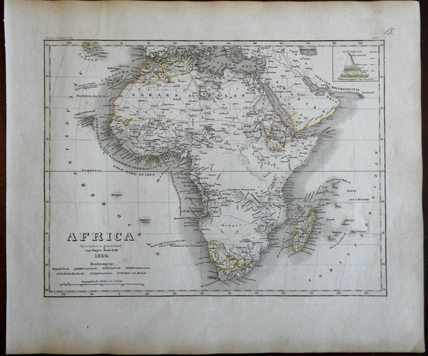 African Continent Egypt Cape Colony Natal 1850 Major Radefeld engraved Meyer map