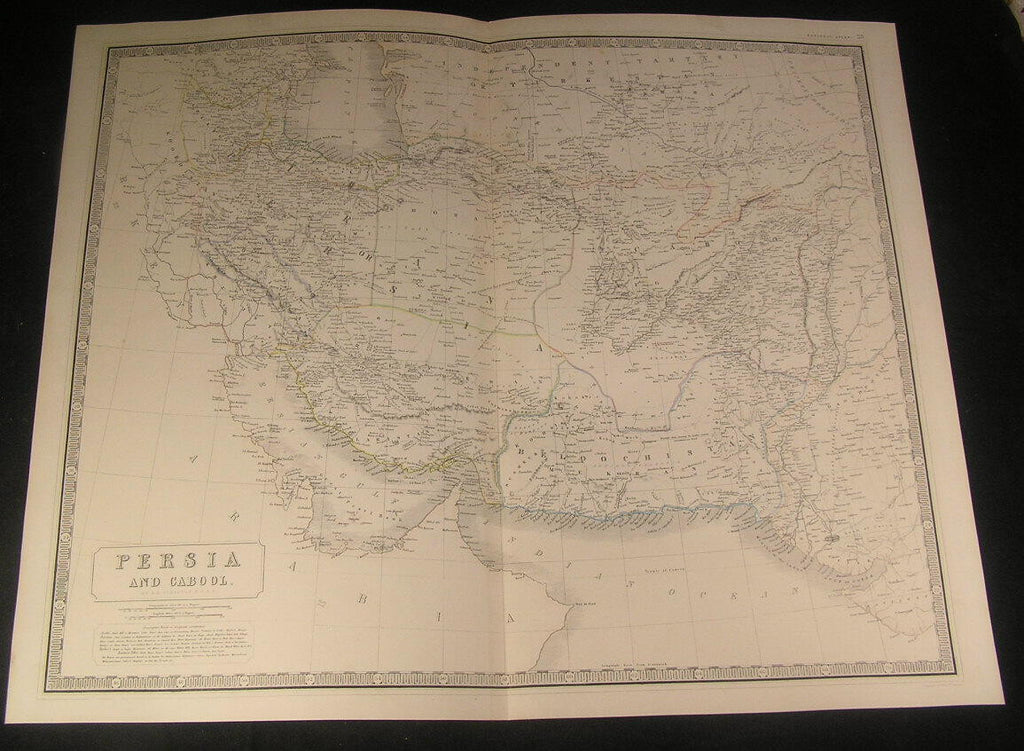 Persia Kabul Afghanistan Azerbaijan c.1842 antique huge nice hand color map