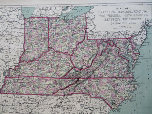 Ohio Indiana Kentucky Tennessee Virginia Maryland Delaware 1873 Williams map