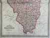 Illinois State Map Chicago Springfield 1870 A.J. Johnson Scarce Issue map