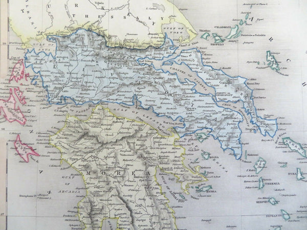 Kingdom of Greece Ionian Islands Athens Corinth c. 1850 Archer engraved map