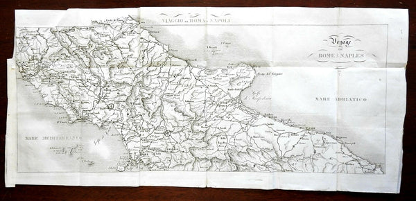 Central Italy Rome to Naples Foggia Ostia 1842 scarce detailed Italian map