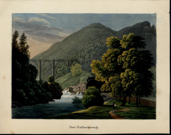 Gosauzwang Hallstatt Ischgl Austria Tyrol c. 1840 beautiful old hand color print