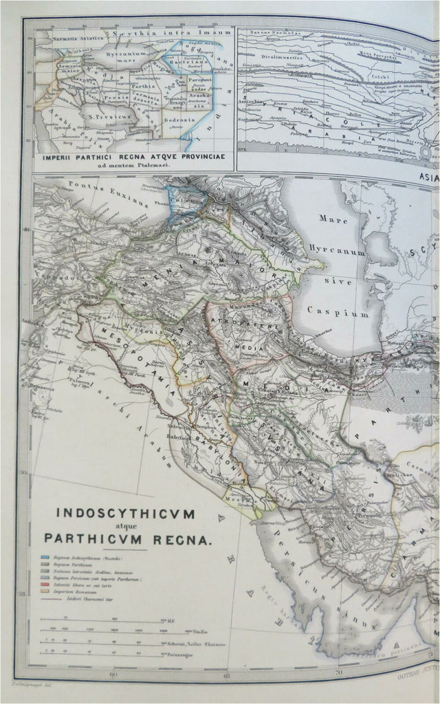 Ancient Iran Persia Parthian Empire Persian Gulf 1865 detailed historical map