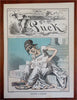 Puck Political Cartoons covers Opper Art 1880s Lot x 10 scarce old color prints